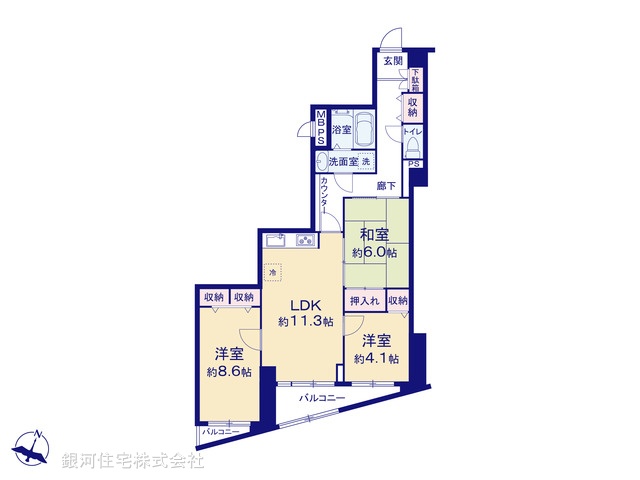 G00394454 東京都足立区西新井本町２丁目 中古マンション 4780万円【間取図】