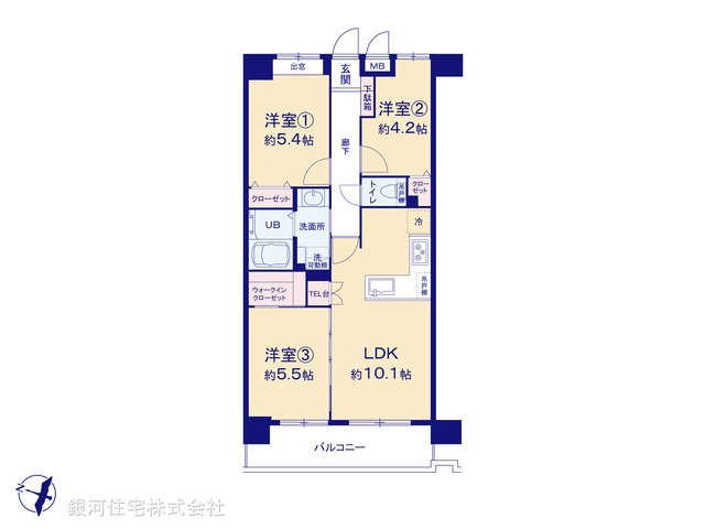 G00394732 神奈川県横浜市磯子区岡村３丁目 中古マンション 3280万円【間取図】