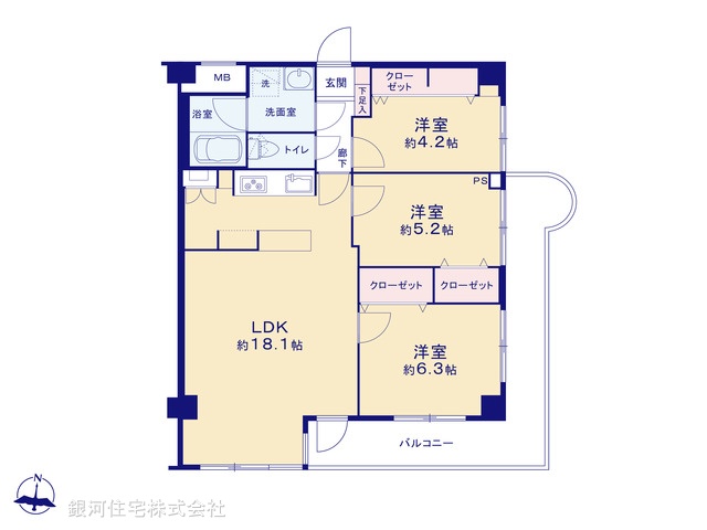 G00394751 神奈川県川崎市中原区田尻町 中古マンション 6198万円【間取図】