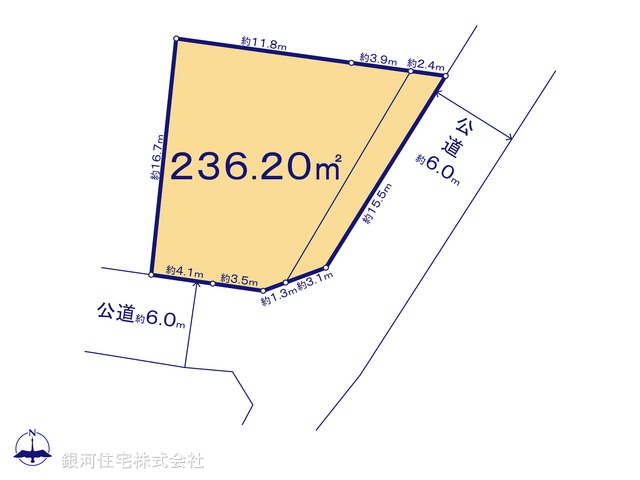 G00395111 神奈川県鎌倉市今泉台６丁目 土地 2280万円【区画図】