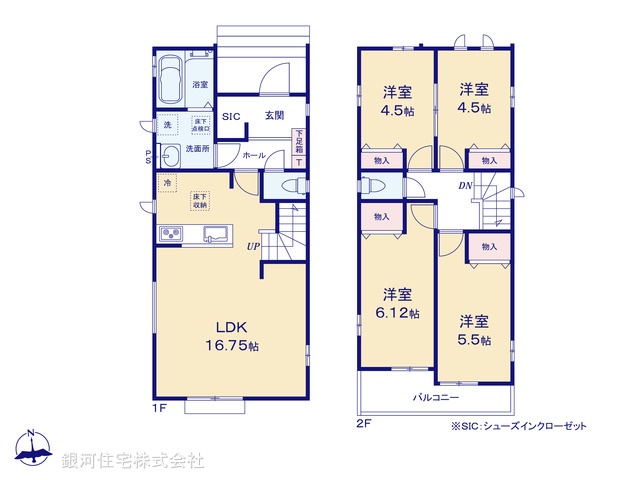 G00395139 埼玉県所沢市中新井３丁目 新築一戸建て 3690万円【間取図】