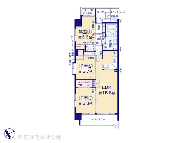 G00395877 東京都江戸川区中葛西５丁目 中古マンション 7680万円【間取図】