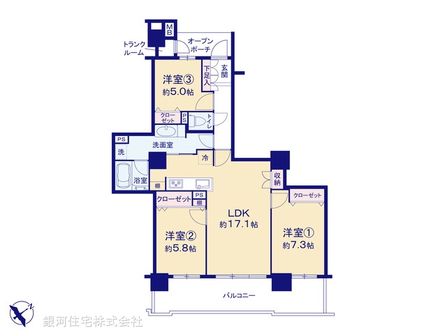 G00396004 東京都稲城市若葉台２丁目 中古マンション 6490万円【間取図】
