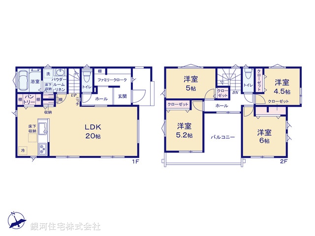 G00396050 神奈川県横浜市都筑区東山田４丁目 新築一戸建て 7280万円【間取図】