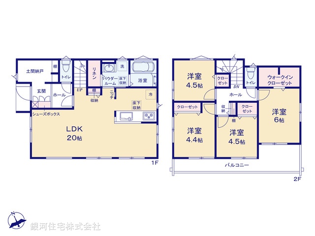 G00396052 神奈川県横浜市都筑区東山田４丁目 新築一戸建て 7280万円【間取図】