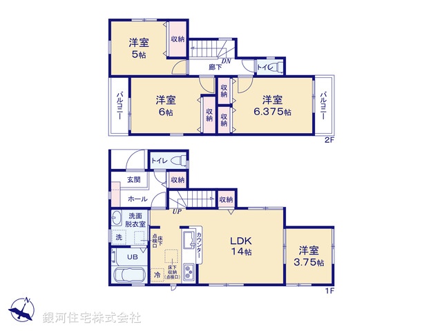 G00396625 東京都江戸川区篠崎町３丁目 新築一戸建て 5790万円【間取図】
