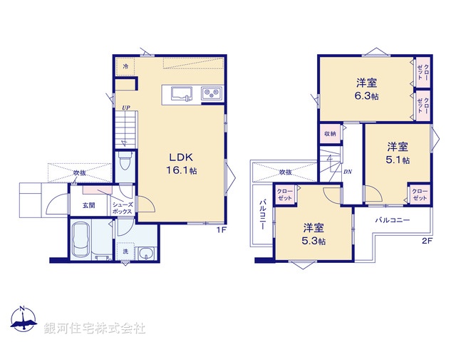 G00396681 東京都杉並区上高井戸２丁目 新築一戸建て 9280万円【間取図】