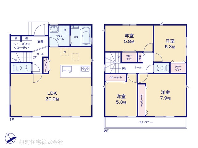 G00396781 神奈川県座間市ひばりが丘５丁目 新築一戸建て 4390万円【間取図】