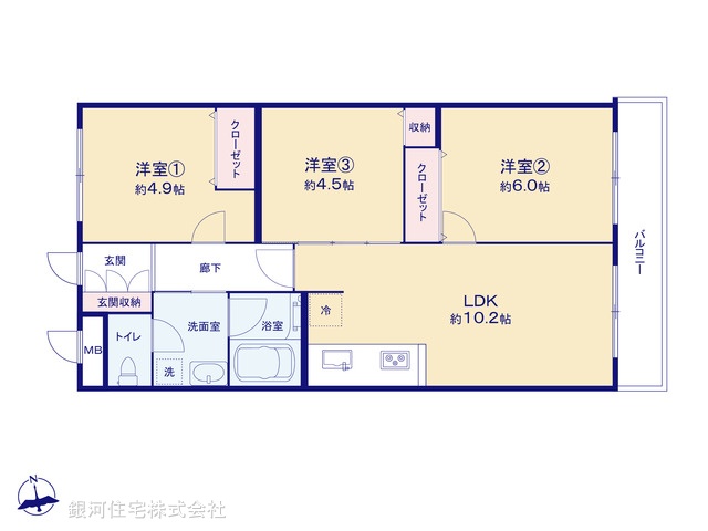 G00396796 神奈川県横浜市港南区野庭町 中古マンション 1999万円【間取図】