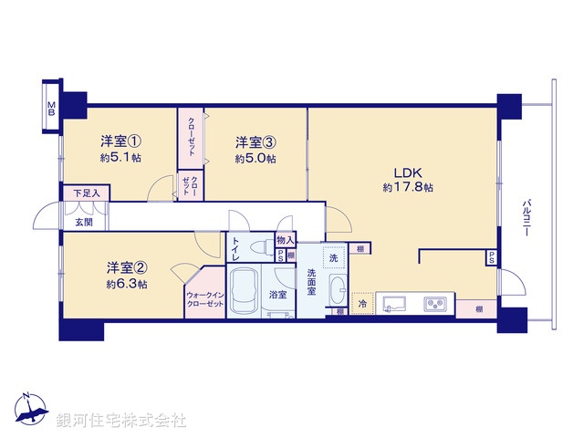 G00396814 千葉県柏市明原３丁目 中古マンション 4090万円【間取図】