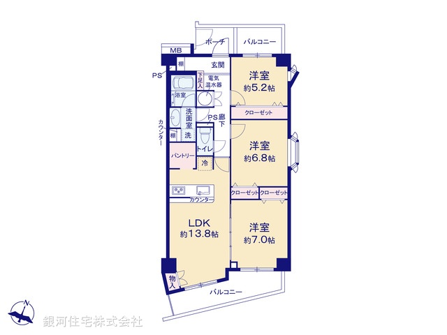 G00396852 神奈川県川崎市川崎区京町３丁目 中古マンション 3999万円【間取図】