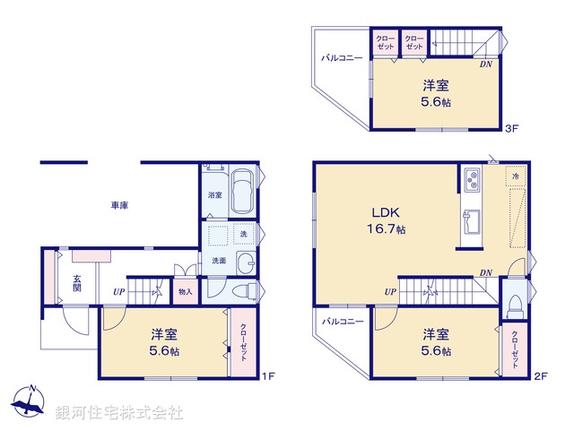 G00396910 埼玉県草加市清門２丁目 新築一戸建て 3890万円【間取図】