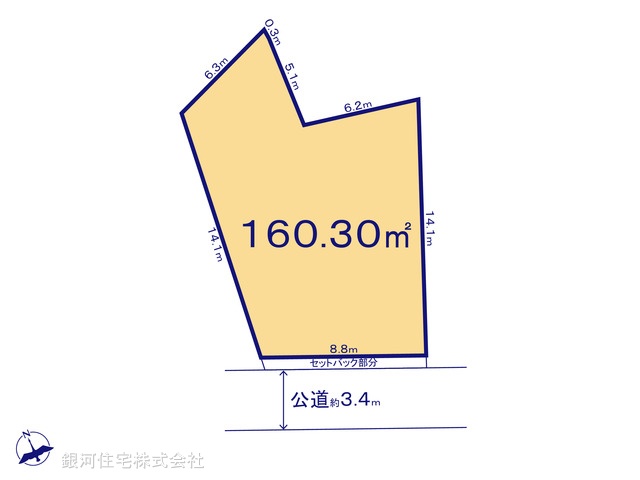 G00397092 埼玉県鴻巣市吹上本町４丁目 土地 1400万円【区画図】