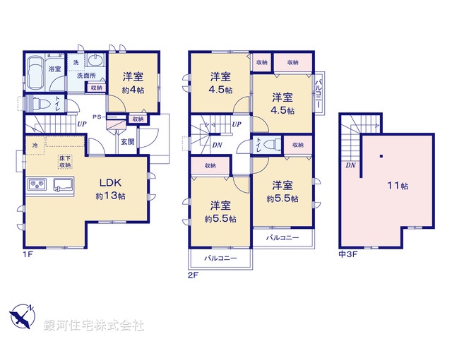 G00397157 千葉県野田市山崎 新築一戸建て 4150万円【間取図】