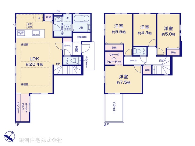 G00397175 埼玉県所沢市大字上安松 新築一戸建て 5499万円【間取図】