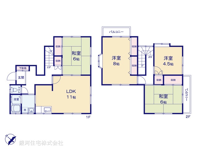 G00397290 千葉県野田市木間ヶ瀬 中古一戸建て 680万円【間取図】