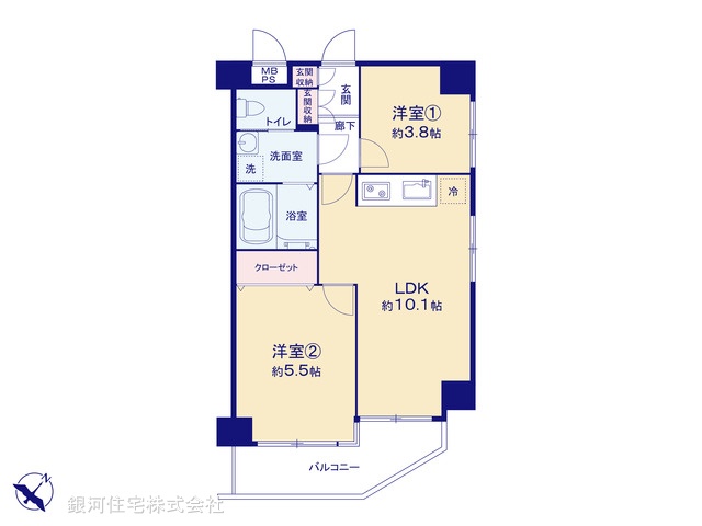 G00397374 神奈川県海老名市中新田３丁目 中古マンション 1699万円【間取図】