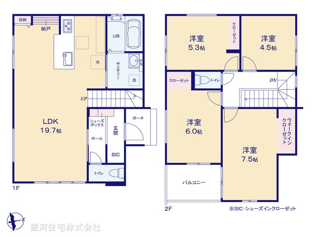 G00397439 千葉県市川市柏井町１丁目 新築一戸建て 4499万円【間取図】