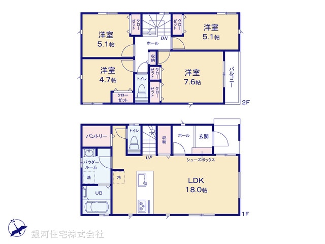 G00397697 神奈川県相模原市中央区東淵野辺５丁目 新築一戸建て 4090万円【間取図】