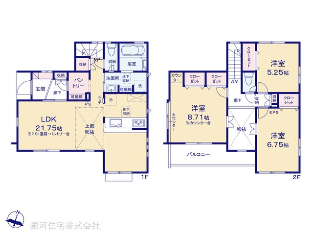 G00397781 東京都東村山市秋津町３丁目 新築一戸建て 5080万円【間取図】