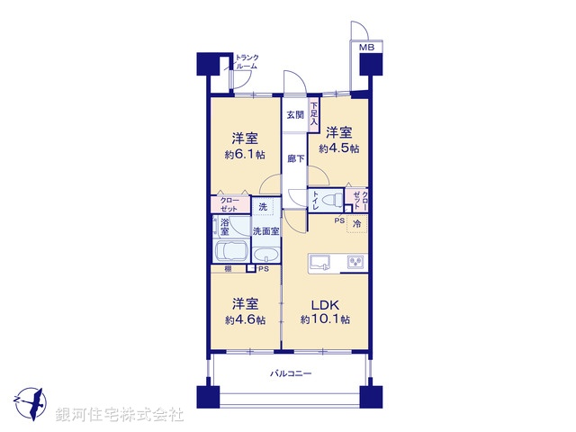 G00398372 東京都江戸川区西葛西３丁目 中古マンション 6499万円【間取図】