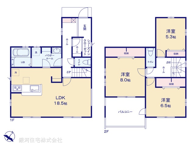 G00398378 東京都八王子市館町 新築一戸建て 3399万円 土地面積137.51m² (約41.59坪) 建物面積99.54m² (約30.11坪) 間取り３ＬＤＫ 築年月2026年10月【間取図】