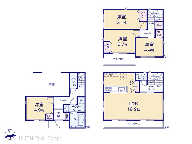 G00398597 神奈川県横浜市鶴見区矢向１丁目 新築一戸建て 6790万円【間取図】