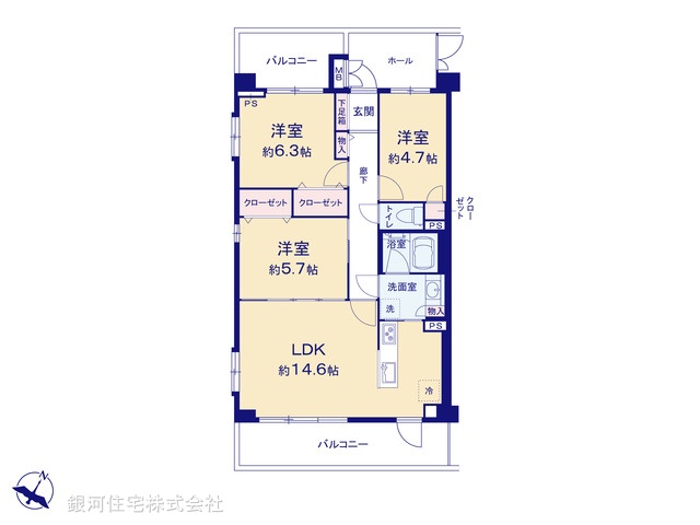 G00398991 神奈川県相模原市緑区西橋本１丁目 中古マンション 4199万円【間取図】
