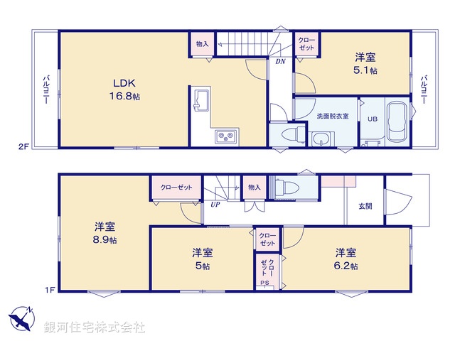 G00398996 神奈川県横浜市磯子区森が丘１丁目 新築一戸建て 5680万円【間取図】