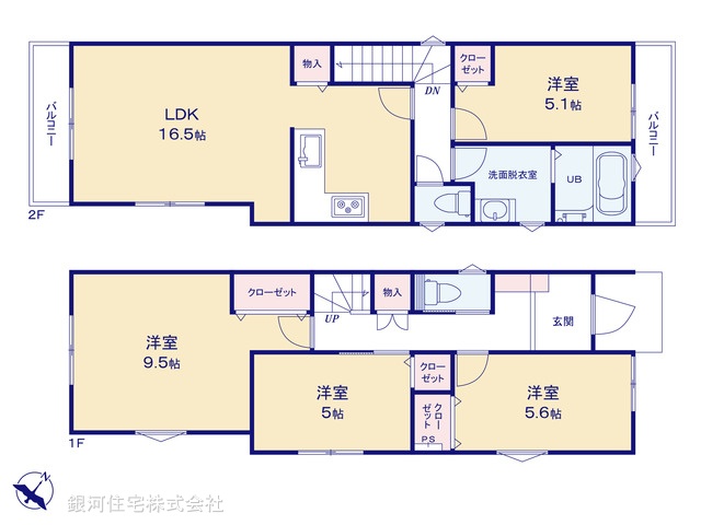 G00398998 神奈川県横浜市磯子区森が丘１丁目 新築一戸建て 5680万円【間取図】