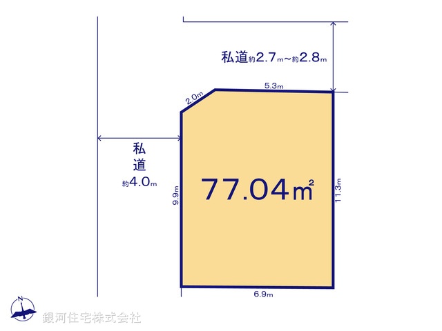 G00399219 東京都葛飾区堀切４丁目 土地 4999万円【区画図】