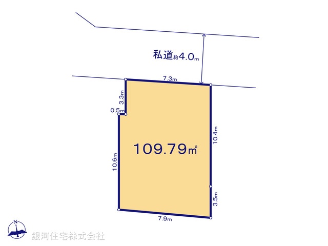 G00399584 神奈川県川崎市麻生区高石４丁目 土地 4400万円 土地面積109.79m² (約33.21坪)【区画図】