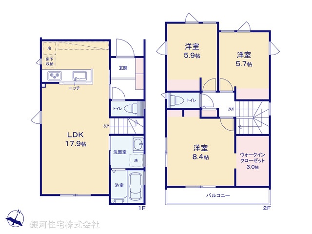 G00399602 千葉県市川市国府台１丁目 新築一戸建て 5080万円【間取図】