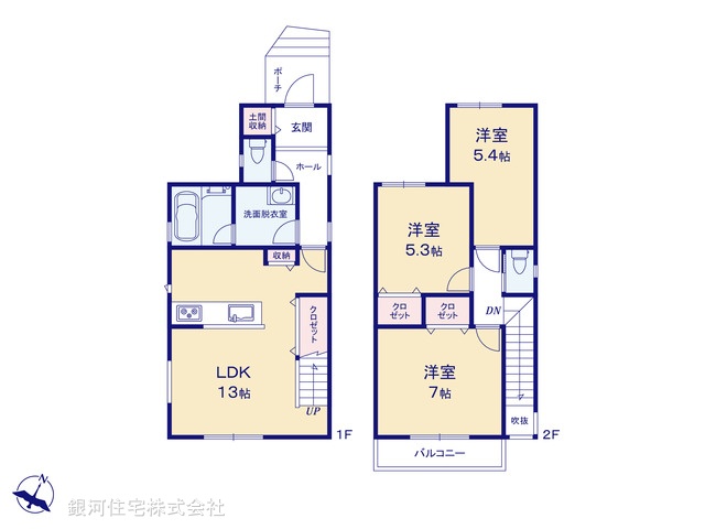 G00399610 千葉県市川市柏井町１丁目 新築一戸建て 3180万円【間取図】