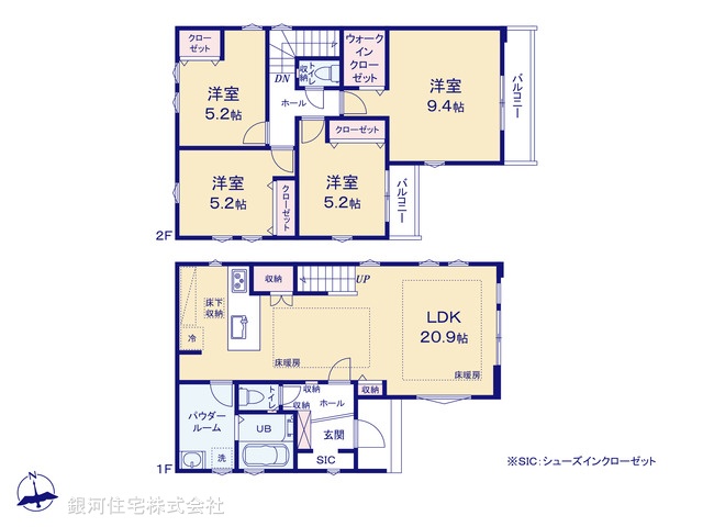 G00399642 東京都西東京市保谷町３丁目 新築一戸建て 7999万円【間取図】
